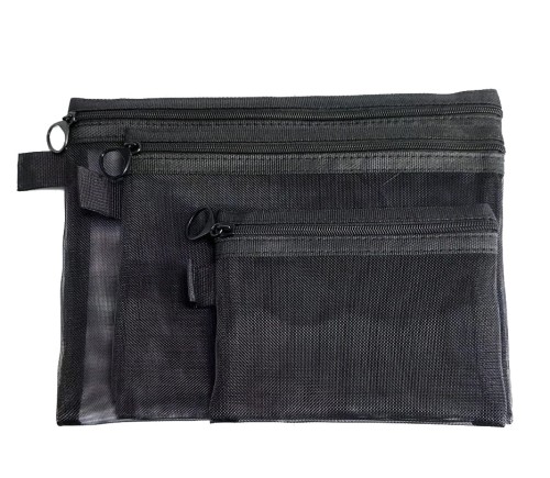 Zestaw 3 czarnych kosmetyczek S/M/L – saszetki nylonowe na zamek
