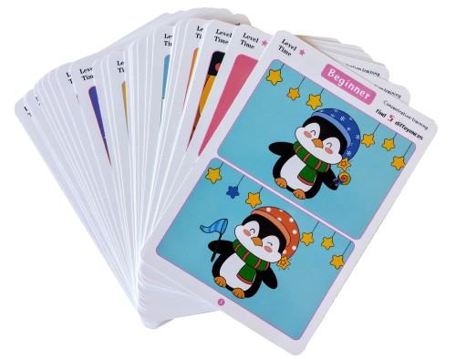 Karty edukacyjne montessori dla dzieci „Znajdź różnice” – 32 arkusze, 3 poziomy