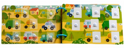 Książeczka z rzepami busy book dla dzieci edukacyjna pojazdy