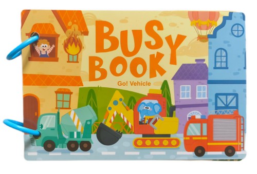 Książeczka z rzepami busy book dla dzieci edukacyjna pojazdy