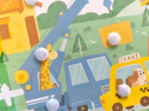 Książeczka z rzepami busy book dla dzieci edukacyjna pojazdy