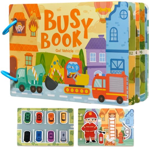 Książeczka z rzepami busy book dla dzieci edukacyjna pojazdy