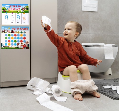 Tablice postępów z naklejkami – Zestaw do nauki nocnikowania (10 tablic + 280 naklejek)