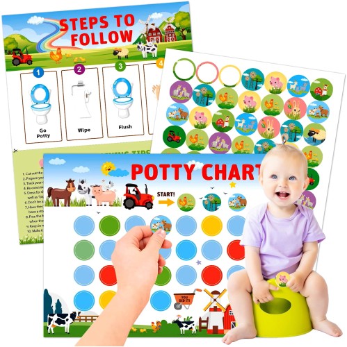 Tablice postępów z naklejkami – Zestaw do nauki nocnikowania (10 tablic + 280 naklejek)