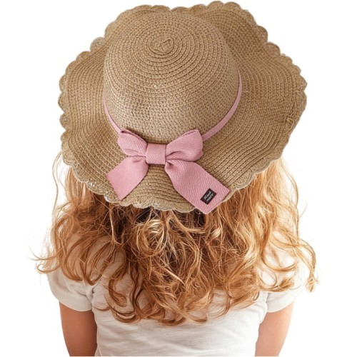 Kapelusz słomkowy letni plażowy na gumce + torebka dla dziewczynki