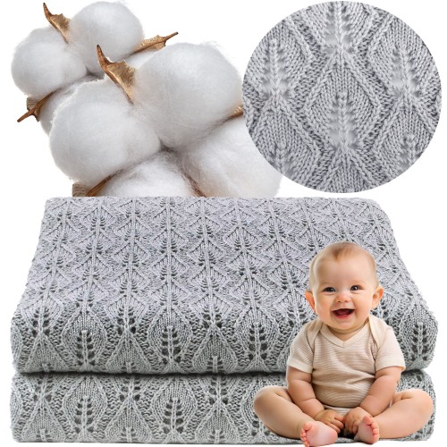 Kocyk otulacz bawełniany dla dzieci z lekkim splotem 80x100 cm