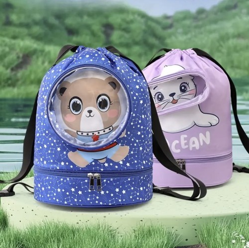 Plecak worek na basen sportowy dla dzieci piesek z okienkiem