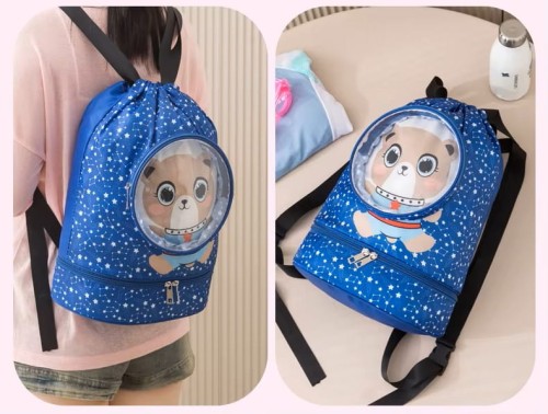 Plecak worek na basen sportowy dla dzieci piesek z okienkiem