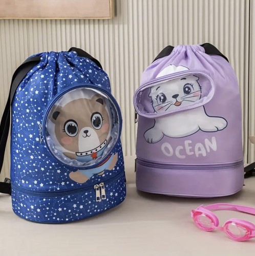 Plecak worek na basen sportowy dla dzieci piesek z okienkiem