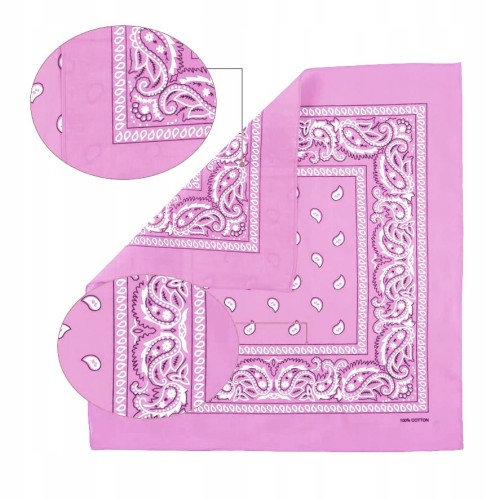 Bandana chustka apaszka różowa 55x55 cm
