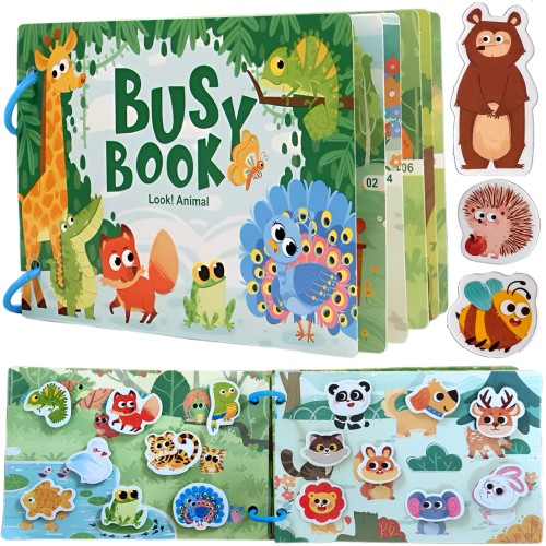 Książeczka z rzepami busy book dla dzieci edukacyjna zwierzątka