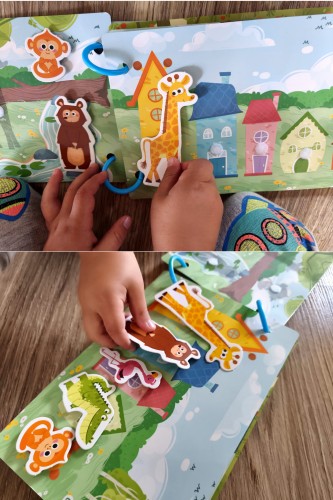 Książeczka z rzepami busy book dla dzieci edukacyjna zwierzątka