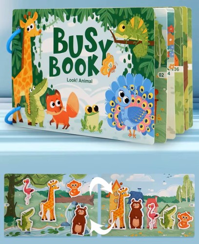 Książeczka z rzepami busy book dla dzieci edukacyjna zwierzątka