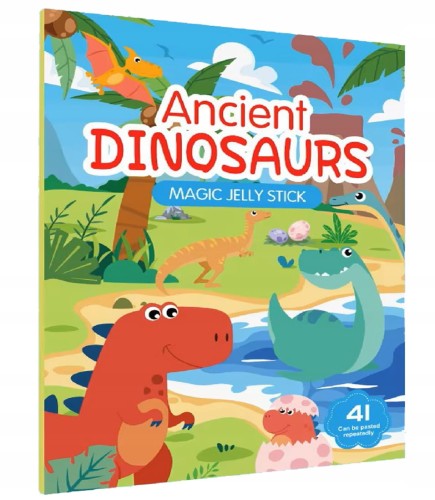 Książeczka z naklejkami do wielokrotnego przyklejania wyklejanka  dinozaury 41 el