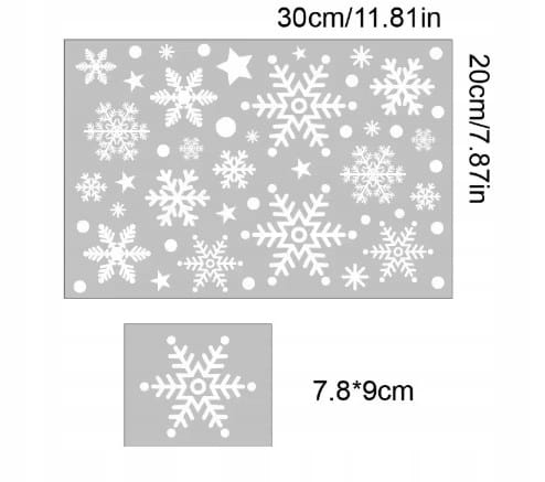 Naklejki świąteczne na szybę ❄️ Zestaw 48 el. – płatki śniegu, dekoracje zimowe