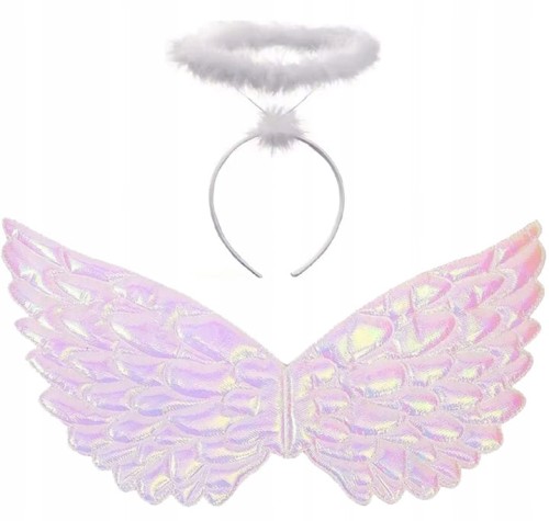 Kostium anioła aniołka dla dziecka – skrzydła i aureola 2 el