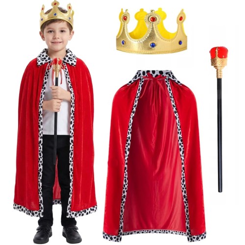 Kostium karnawałowy dla chłopca przebranie król jasełka komplet z koroną i berłem