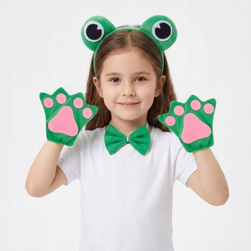 Strój Żabki dla dzieci – opaska z oczkami muszka i łapki