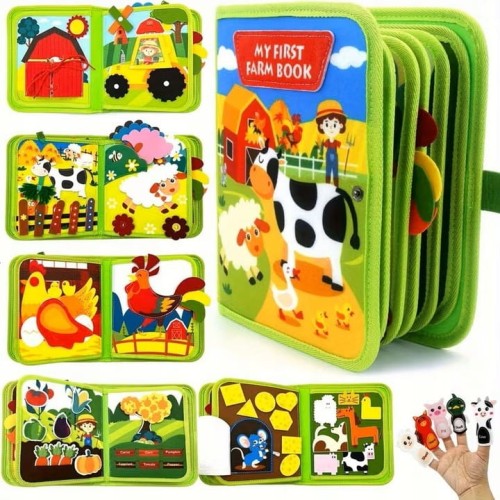 Książeczka filcowa Busy Book FARMA - zabawka edukacyjna Montessori