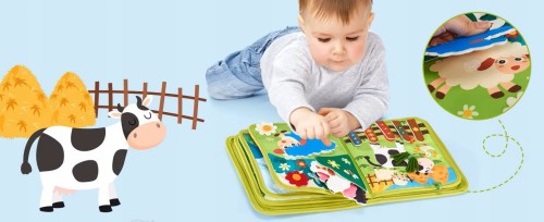 Książeczka filcowa Busy Book FARMA - zabawka edukacyjna Montessori