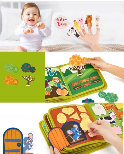 Książeczka filcowa Busy Book FARMA - zabawka edukacyjna Montessori