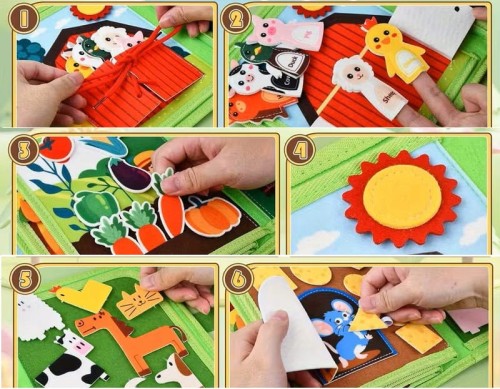 Książeczka filcowa Busy Book FARMA - zabawka edukacyjna Montessori