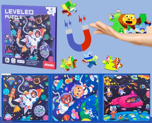 Puzzle magnetyczne układanka książeczka rozkładana 75 el poziom 4