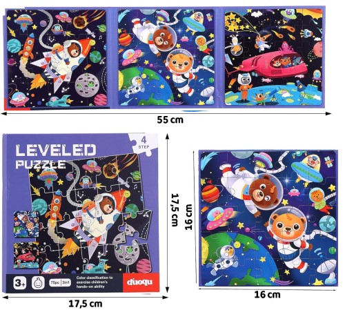 Puzzle magnetyczne układanka książeczka rozkładana 75 el poziom 4