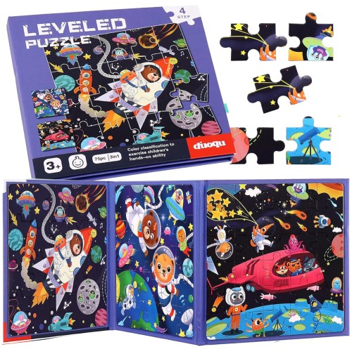 Puzzle magnetyczne układanka książeczka rozkładana 75 el poziom 4