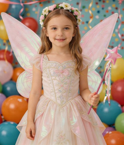 Strój wróżki motylka elfa dla dzieci – skrzydła, opaska, różdżka i spódniczka