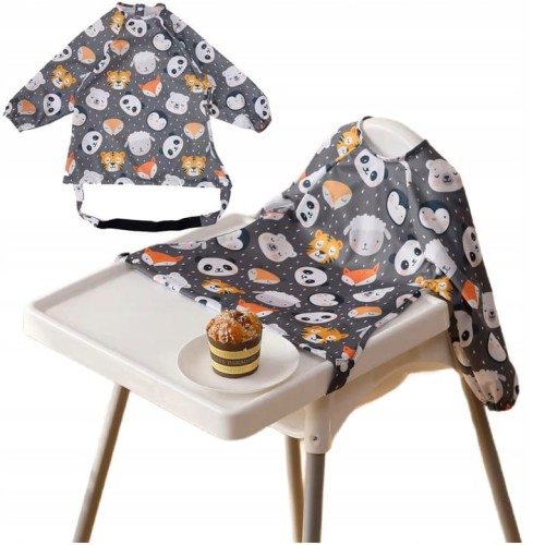 Fartuszek wodoodporny śliniak do karmienia BLW z gumką na stolik 6-24m