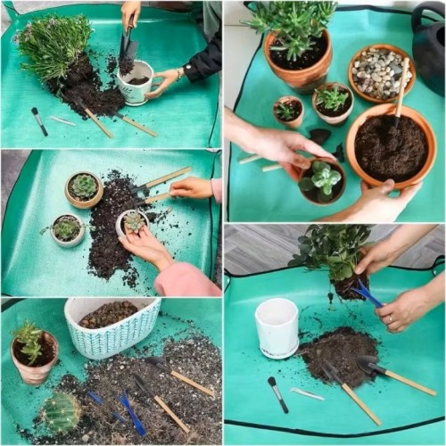 Mata do Przesadzania Roślin 75x100 cm – Wodoodporna Składana Mata Ogrodnicza do Kwiatów i Sadzonek