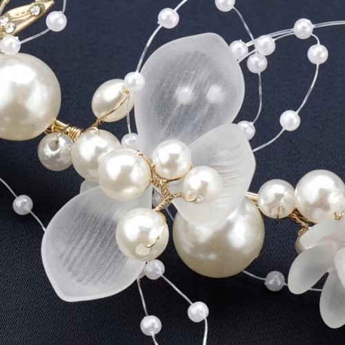 Wianek Komunijny Biały Boho z Perełkami i Bransoletka 2 el – Delikatny Regulowany Elegancki