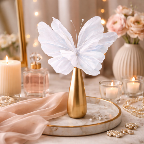 Duży Sztuczny Motyl 48 cm – Dekoracja Opalizująca na Komunię Ślub Wesele, Ogród i Sesje Zdjęciowe