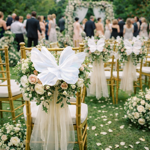 Duży Sztuczny Motyl 48 cm – Dekoracja Opalizująca na Komunię Ślub Wesele, Ogród i Sesje Zdjęciowe