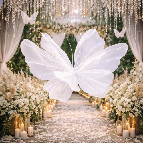 Duży Sztuczny Motyl 48 cm – Dekoracja Opalizująca na Komunię Ślub Wesele, Ogród i Sesje Zdjęciowe