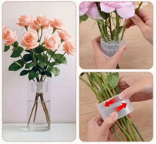 Uchwyty do Układania Bukietów 4 szt - Organizer do Kwiatów do Wazonu Formownik Łodyg Transparentny