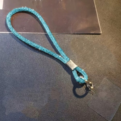 Smycz do Telefonu 17 cm – Niebieski Uchwyt na Nadgarstek pod Etui Błyszczący Pasek Uniwersalny