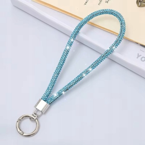 Smycz do Telefonu 17 cm – Niebieski Uchwyt na Nadgarstek pod Etui Błyszczący Pasek Uniwersalny