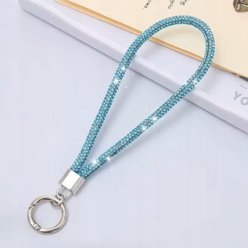 Smycz do Telefonu 17 cm – Niebieski Uchwyt na Nadgarstek pod Etui Błyszczący Pasek Uniwersalny