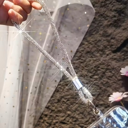 Smycz do Telefonu 17 cm – Srebrny Uchwyt na Nadgarstek pod Etui Uniwersalna Smycz do Smartfona