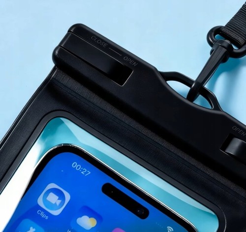 Wodoodporne Etui na Telefon  Smycz – Duże Czarne Ochrona 360 Pokrowiec Wodoszczelny