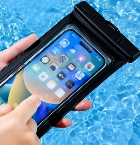 Wodoodporne Etui na Telefon  Smycz – Duże Czarne Ochrona 360 Pokrowiec Wodoszczelny