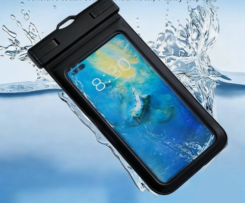 Wodoodporne Etui na Telefon  Smycz – Duże Czarne Ochrona 360 Pokrowiec Wodoszczelny