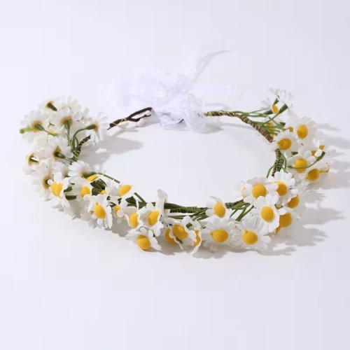 Wianek Wiosenny ze Stokrotkami Biały  Pani Wiosna Boho Regulowany Uniwersalny