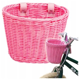 Koszyk rowerowy przedni na kierownicę pleciony rattanowy