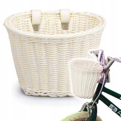Koszyk rowerowy przedni na kierownicę pleciony rattanowy