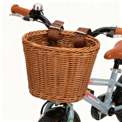 Koszyk rowerowy przedni na kierownicę pleciony rattanowy