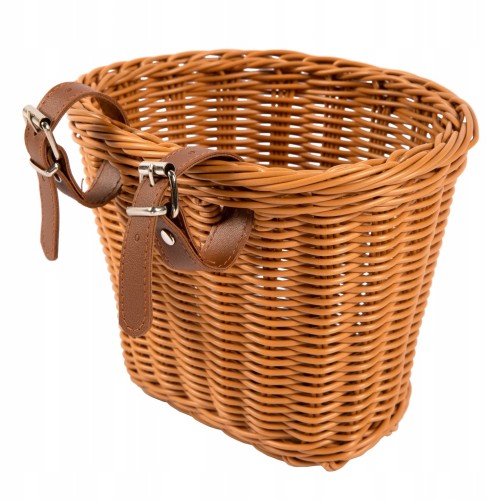 Koszyk rowerowy przedni na kierownicę pleciony rattanowy