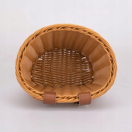 Koszyk rowerowy przedni na kierownicę pleciony rattanowy